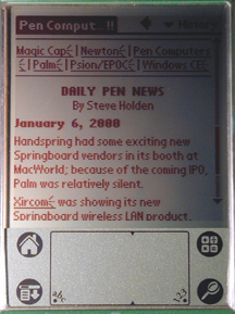 Photo of DPWeb browsing the Pen Computing home page