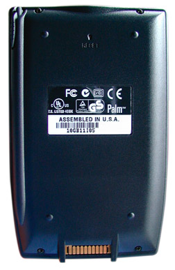 The battery door and the serial port door are both gone due to the inclusion of a rechargable battery.